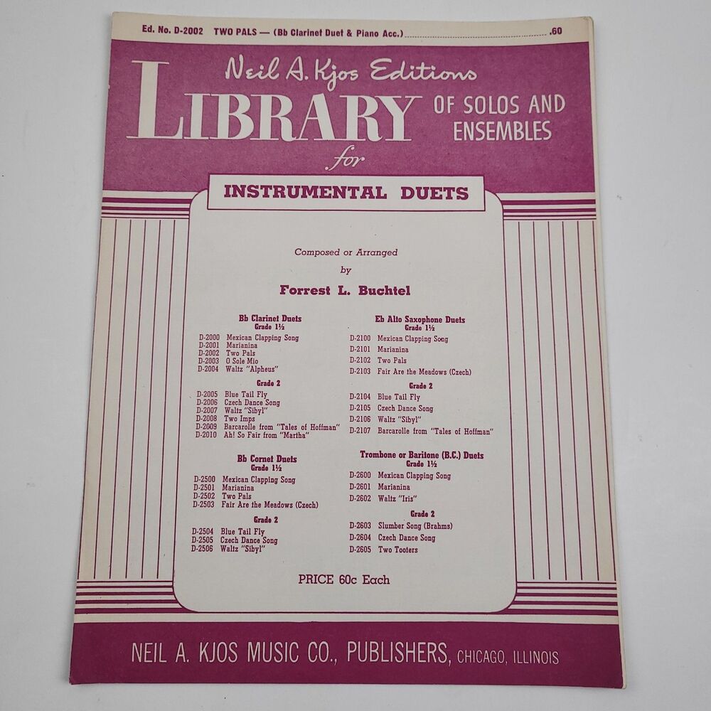 'Two Pals', B-flat Clarinet Duet Piano Accomp, by Forrest L. Buch, Neil A. Kjos